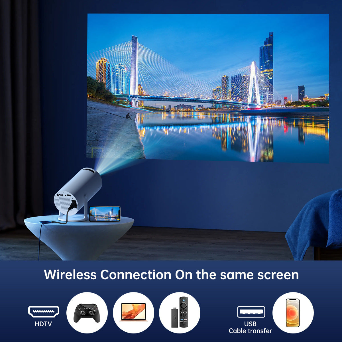 Cross-border Hot 4K WiFi HD Android 11 Version 5G Bluetooth Portable Home Mini Outdoor Projector