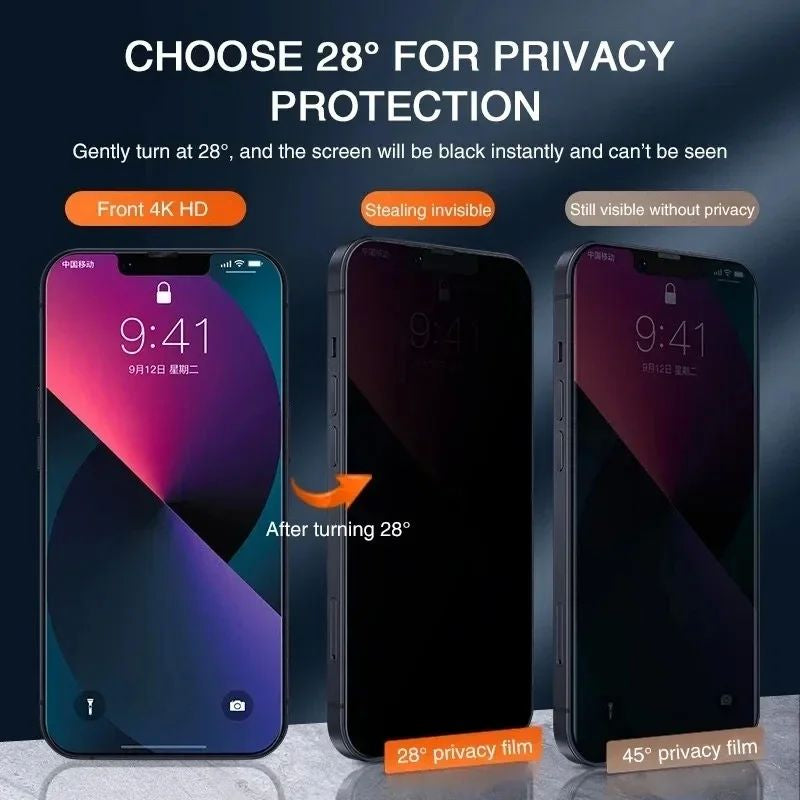 1-4Pcs Privacy Screen Protector For Anti-spyProtective Glass 15 16 X XS