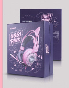 G951 Gaming Headset USB 7.1 Virtual Surround Sound Headsets LED Cat Ear Headphon