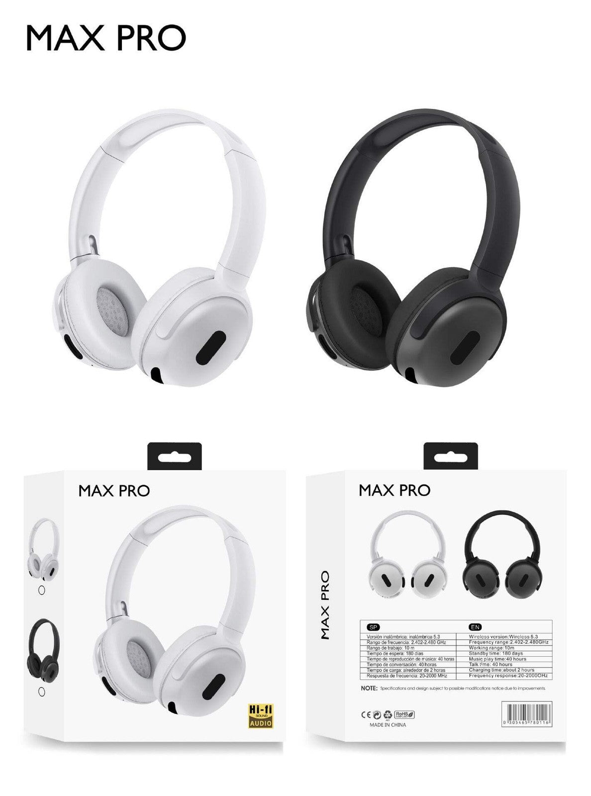 Foldable Wireless Headphones Bluetooth Sports Earphones Hifi Stereo Noise Cancel