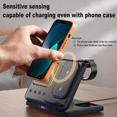 15W Wireless Chargers Stand 5 In1 LED Digital Alarm Clock Fast Charging Dock Sta