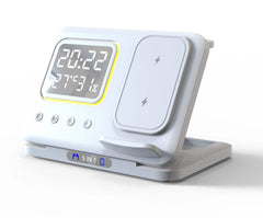 15W Wireless Chargers Stand 5 In1 LED Digital Alarm Clock Fast Charging Dock Sta