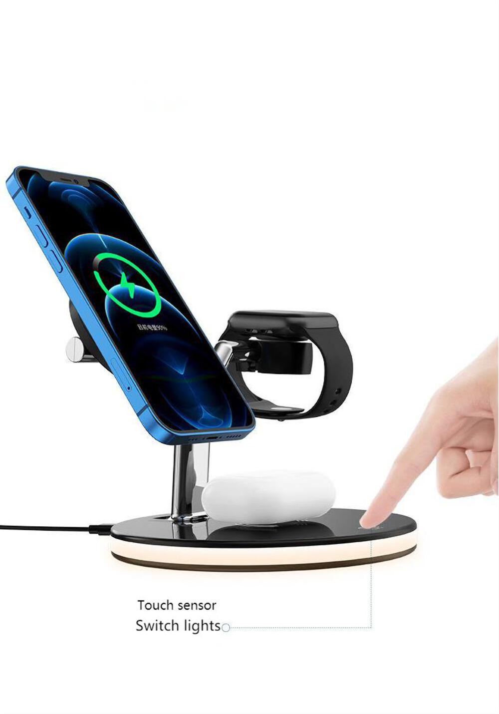 Compatible with Apple, 3 In 1 Magnetic Wireless Charger 15W Fast Charging Statio