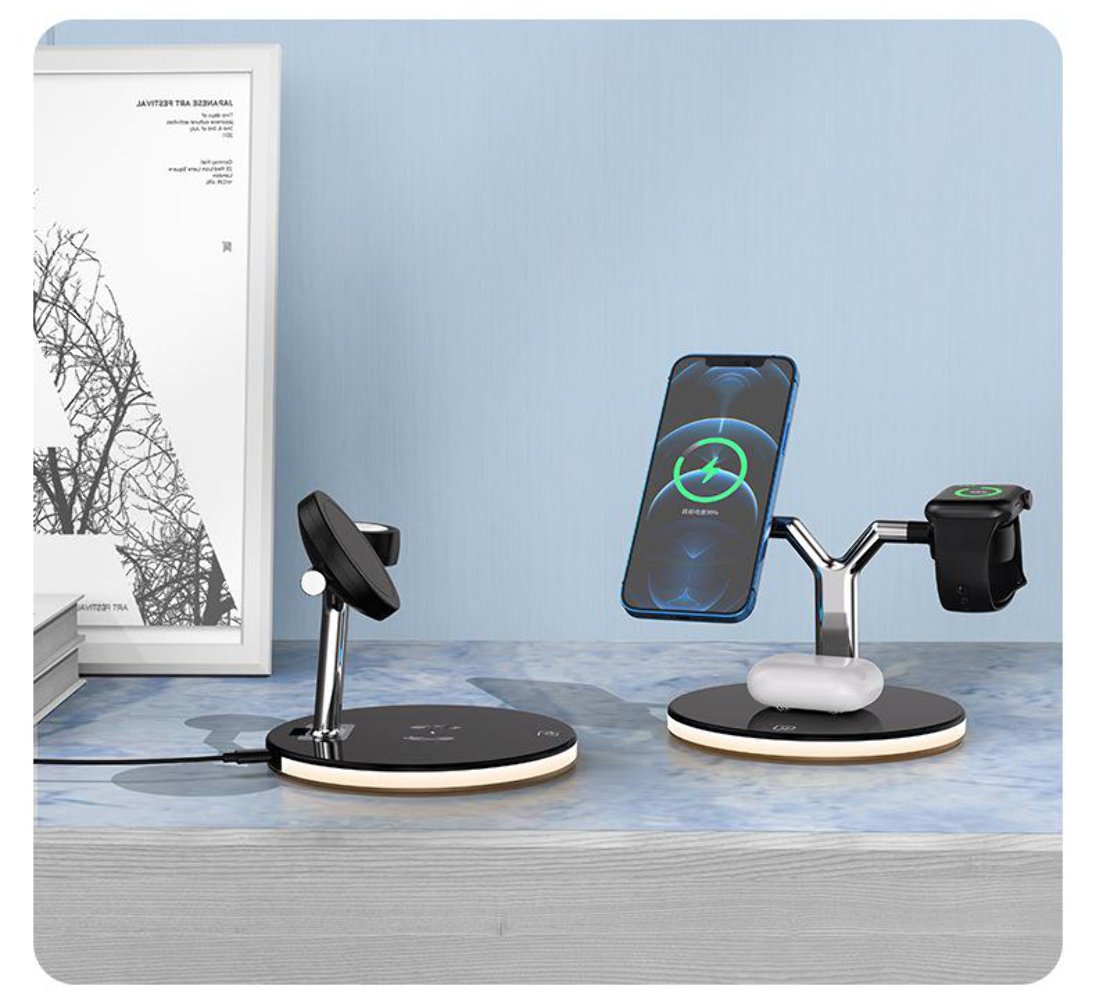 Compatible with Apple, 3 In 1 Magnetic Wireless Charger 15W Fast Charging Statio
