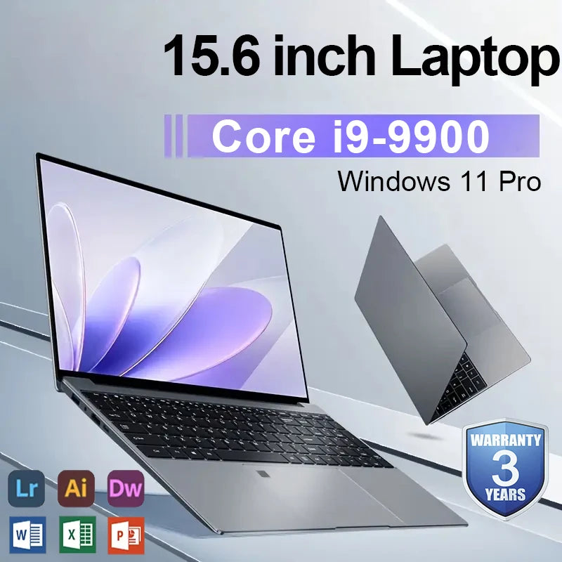15.6 inch laptop Core i9 9900 Windows 11 Pro 16GB DDR4 1TB 2TB SSD Office Study Business Notebook Computer Gaming Pc Gamer